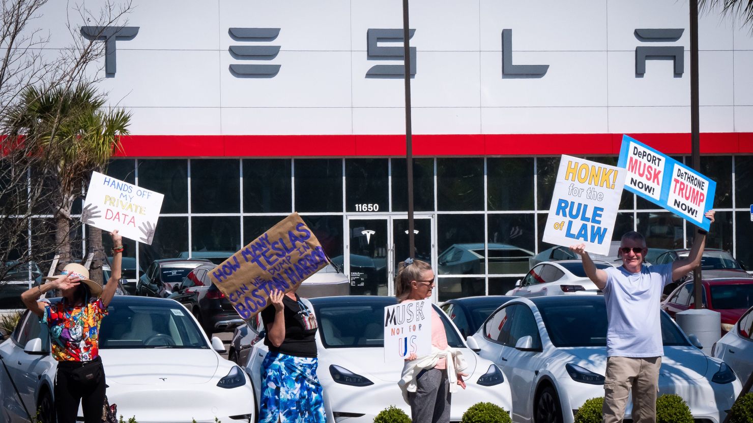 Elon Musk Tesla Protests